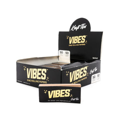 Perforated Kraft Rolling Tips By Vibes Black 50Pcs Wide