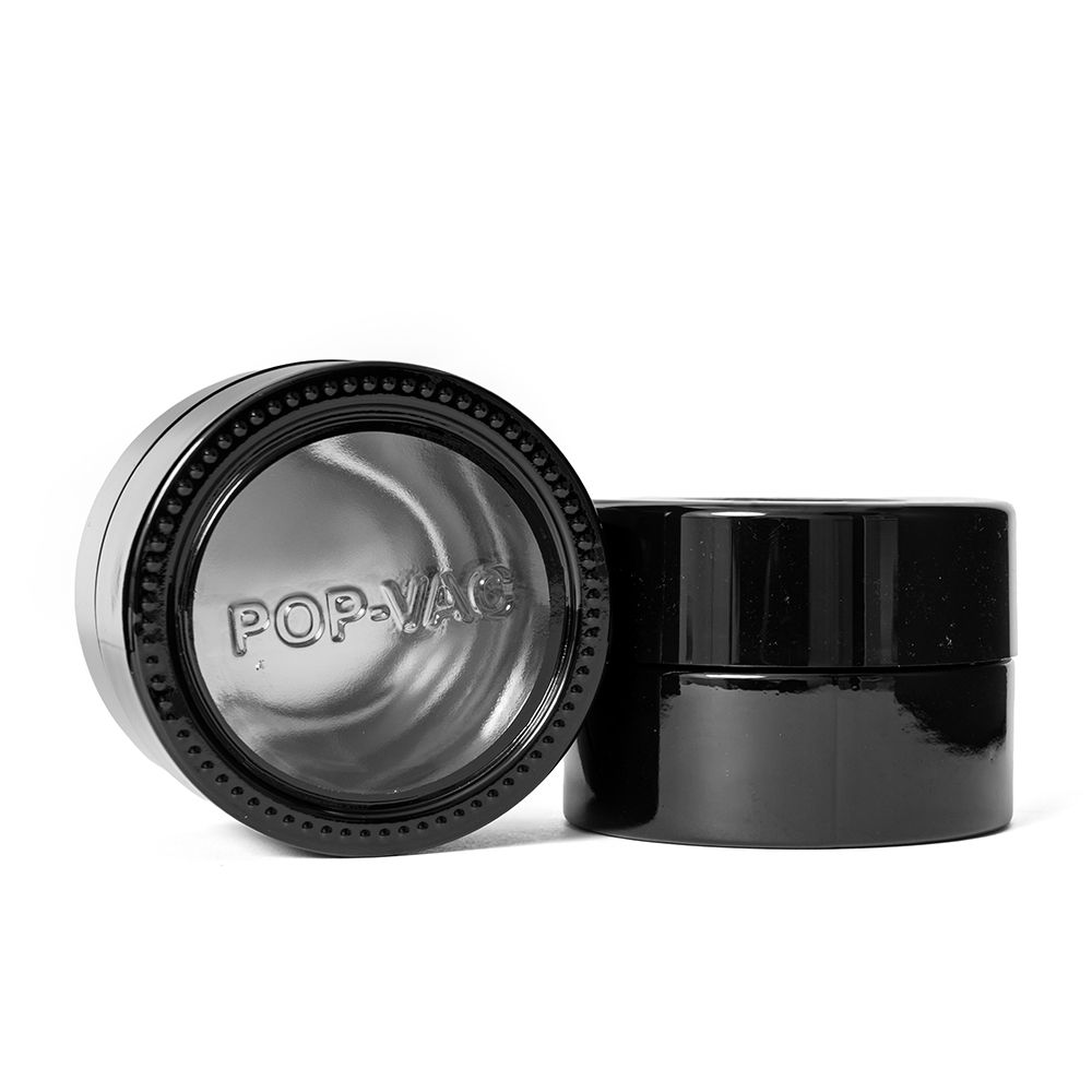 Pop-Vac Jar 3.5 Window Glass Black Vacuum Sealed Glass Jar ( FULL BOX 30 PCS )
