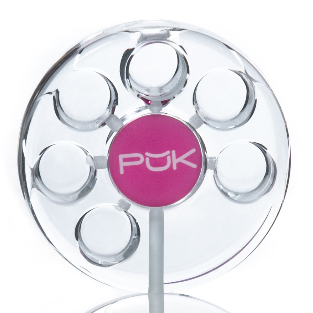 Puk Glass Six Shooter Pipes Clear Pink