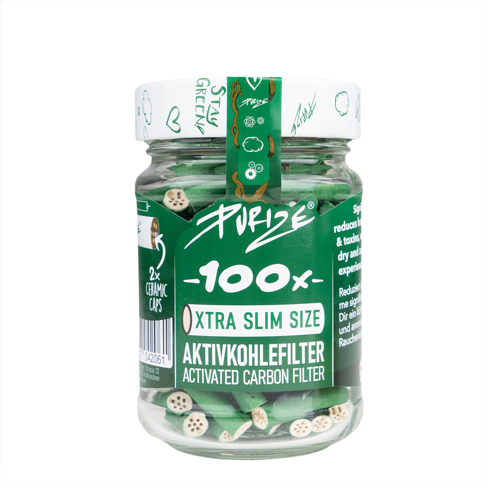 Xtra Slim Filter Tips With Activated Charcoal By Purize 1Pcs Green