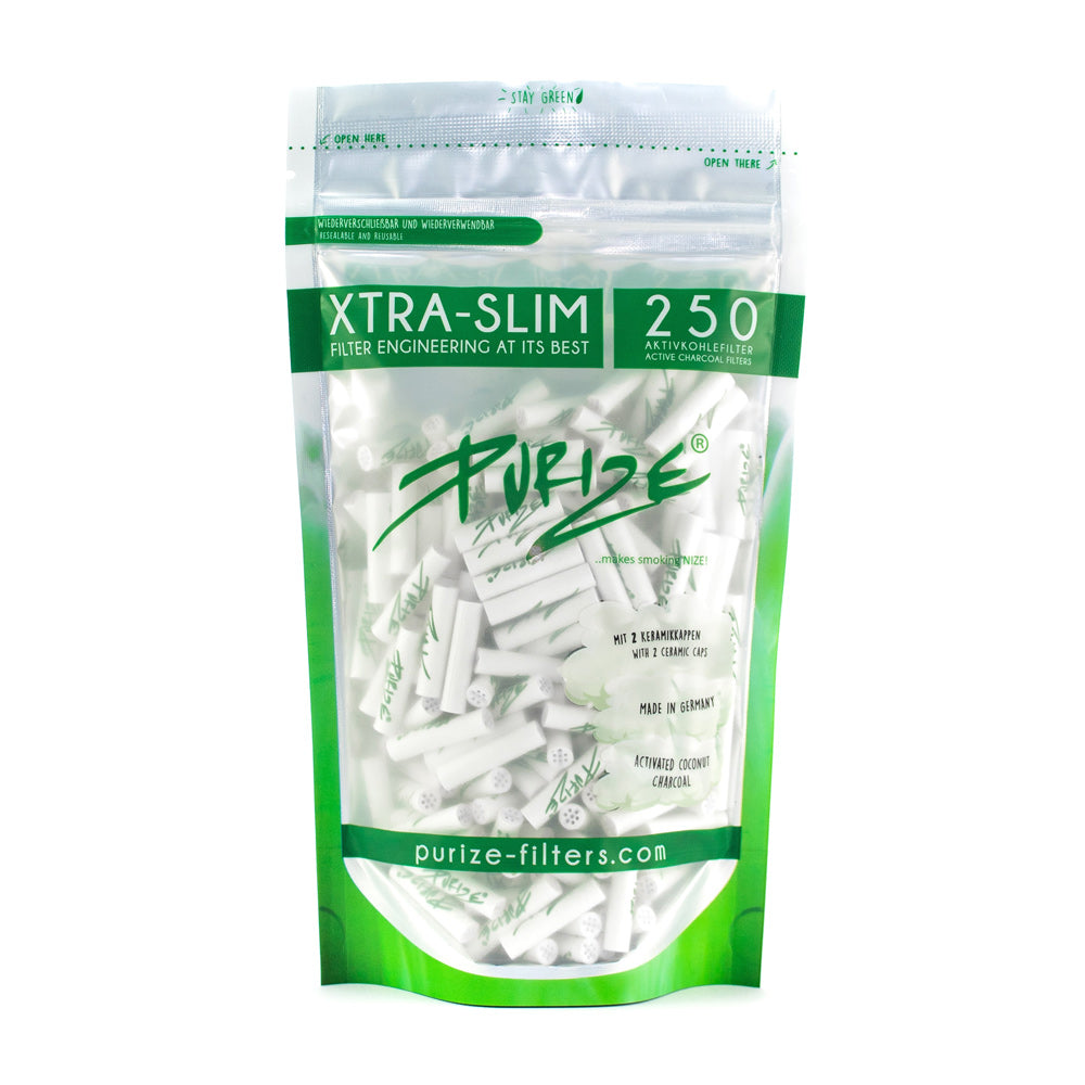 Xtra Slim Filter Tips Bags With Activated Charcoal By Purize X250 250Pcs White
